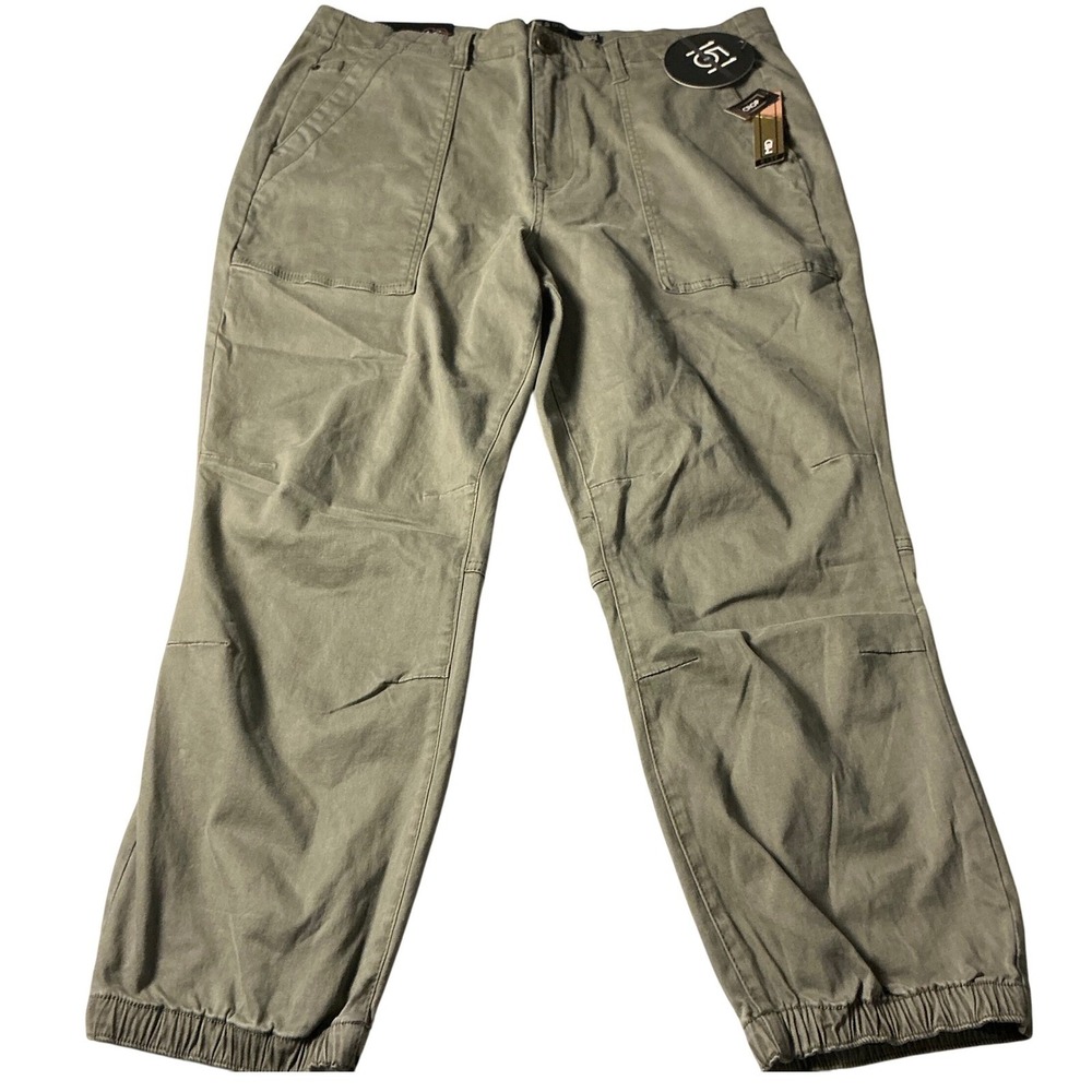 ONE 5 ONE Women's Olive Green Crop Jogger Pants Size 16 Mid Rise